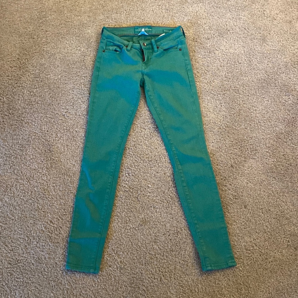 Lucky brand Charlie super skinny green jeans
